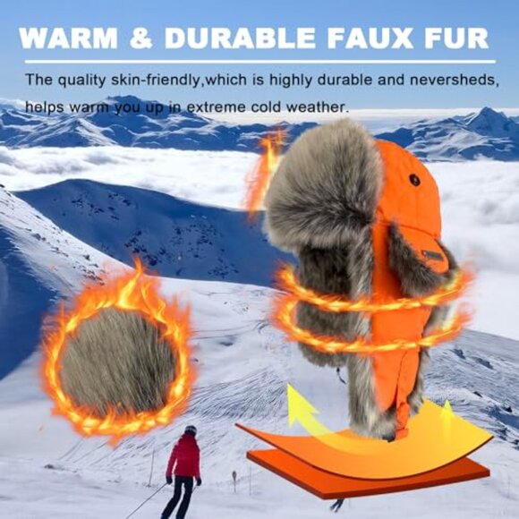 Faux Fur Trapper Hat Unisex Winter Warm Aviator Style Waterproof Windproof main image 4